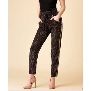 IRO Joey 100% Silk Floral Print Pull On Trouser Pants size 36 / US 4